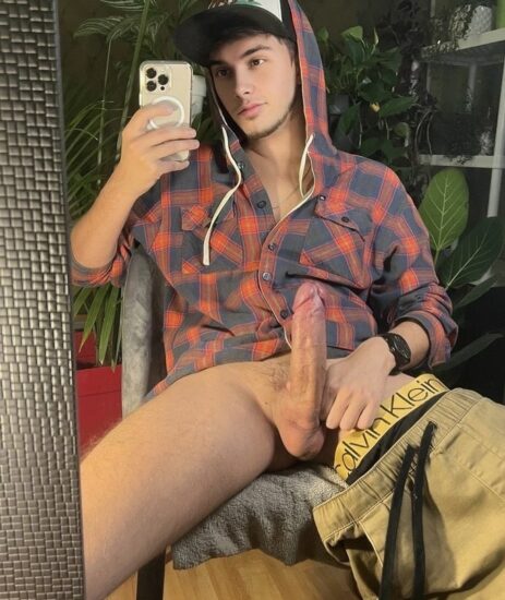 Selfie boy with erection