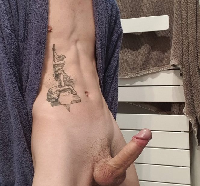 Skinny boy with erection